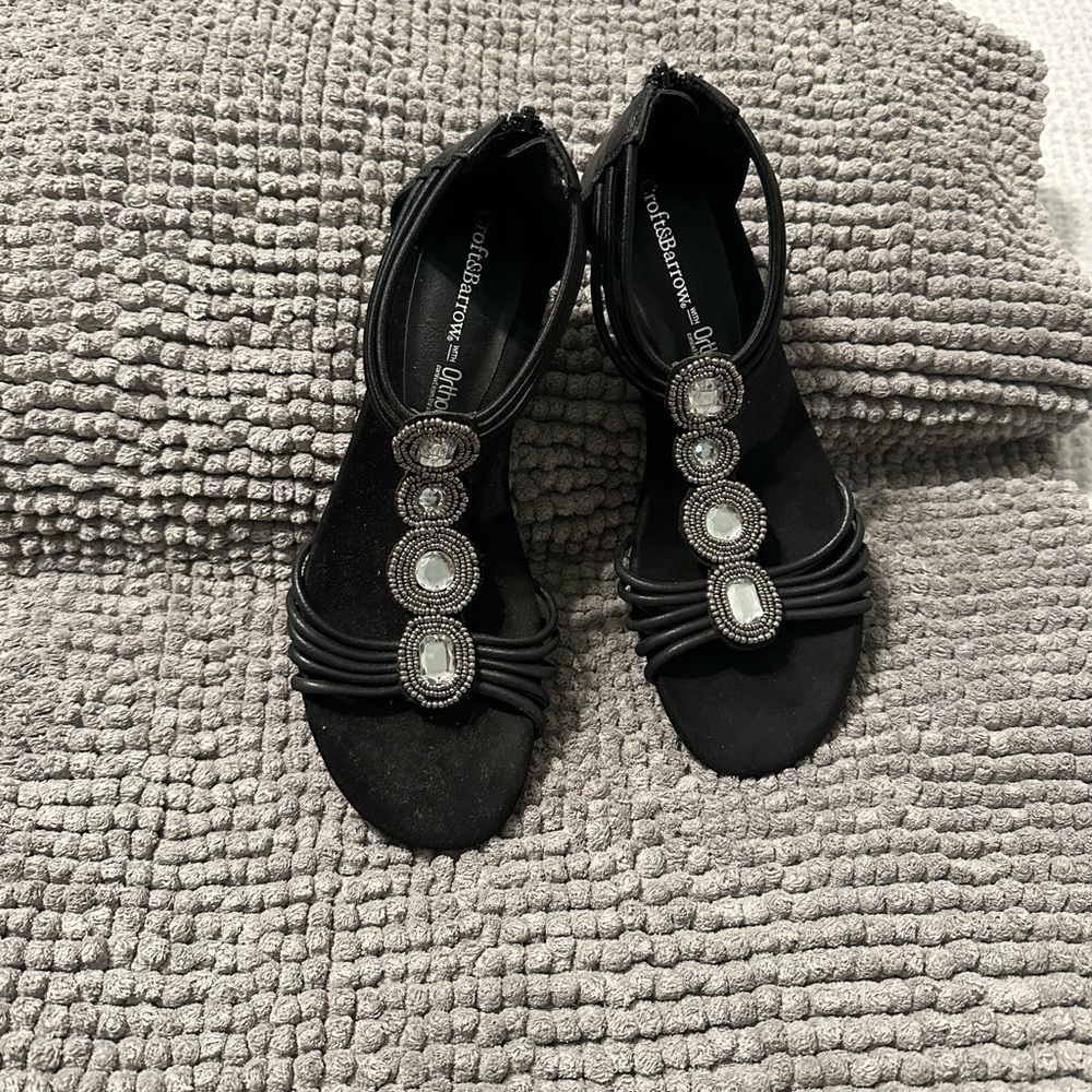 Croft & Barrow Black Sandals with Metallic Accents